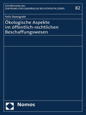 cover image of Ökologische Aspekte im öffentlich-rechtlichen Beschaffungswesen